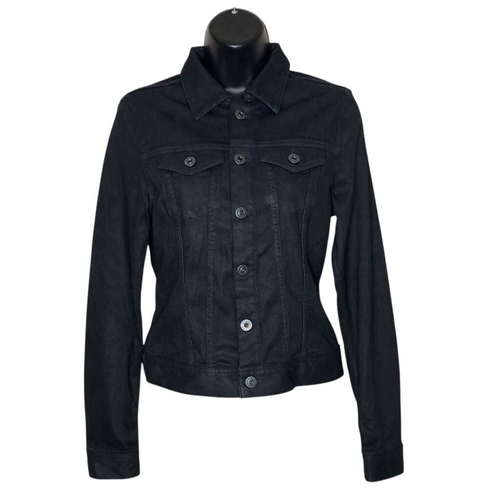 AG Adriano Goldschmied Jean Jacket Womens Small Black Robyn Denim Trucker NEW